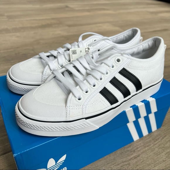 Adidas White and Black Classic Sneakers - Picture 1 of 9
